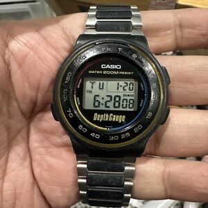 Works Vintage Rare 1986 CASIO DW-220DG (558) Depth Gauge Japan 40mm Fit 8in READ